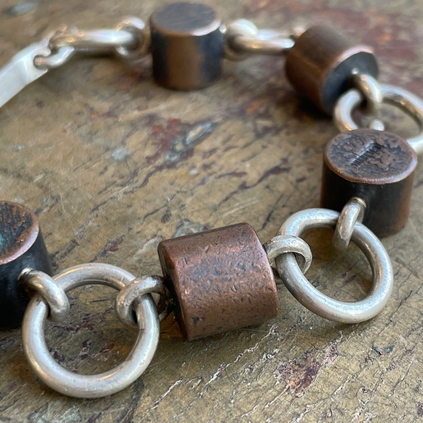 Sterling and Copper Plug Bracelet