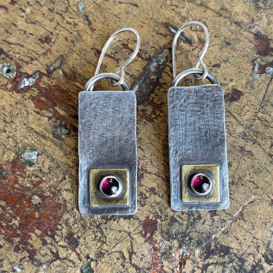 Garnet Rectangles Earrings