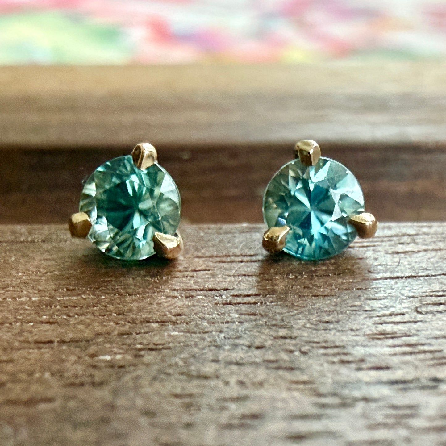 Teal Blue Zircon Studs