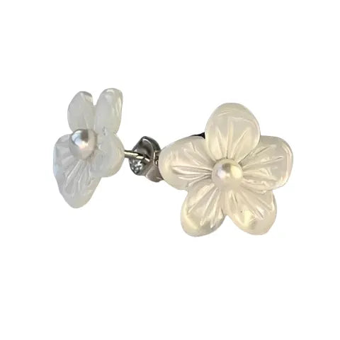 Hibiscus Mother of Pearl Stud Earrings