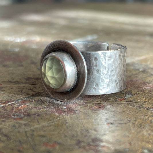 Wide Sterling Band with Prehnite