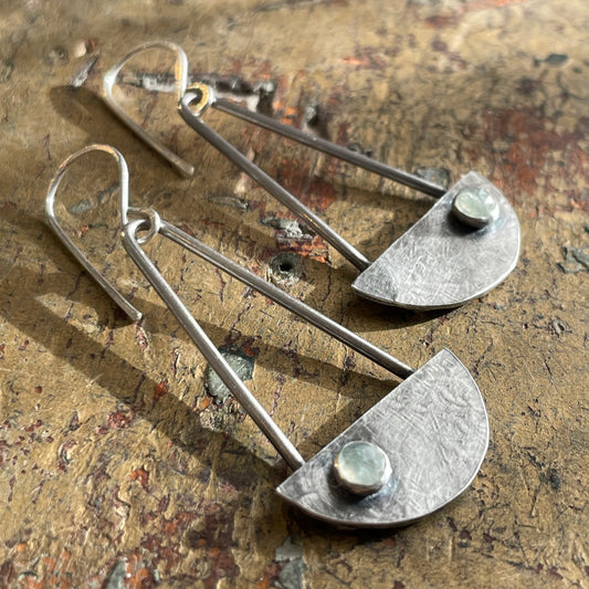 Inverted V Prehnite Earrings