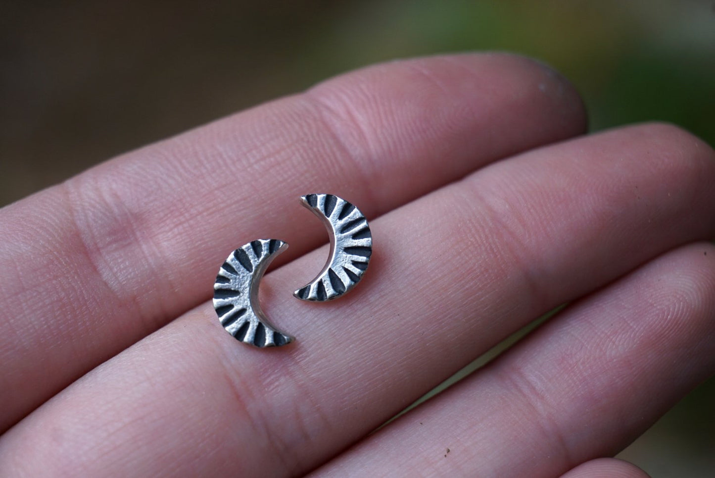 Tiny Crescent Moon Stud Earrings