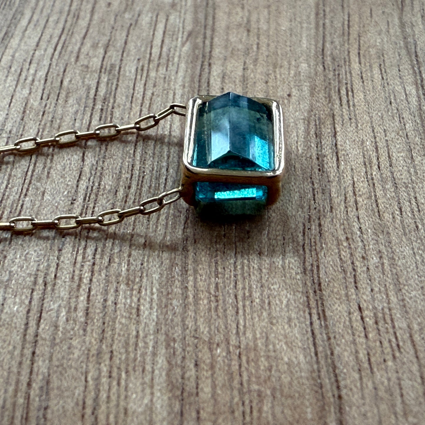 Chunky Tourmaline Cube Necklace