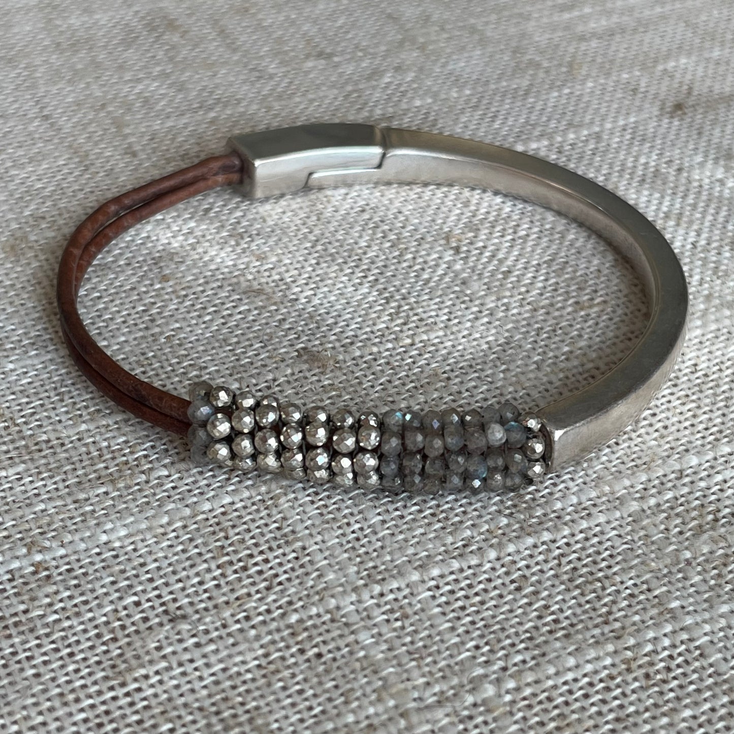 Labradorite and Pyrite Magnetic Bracelet