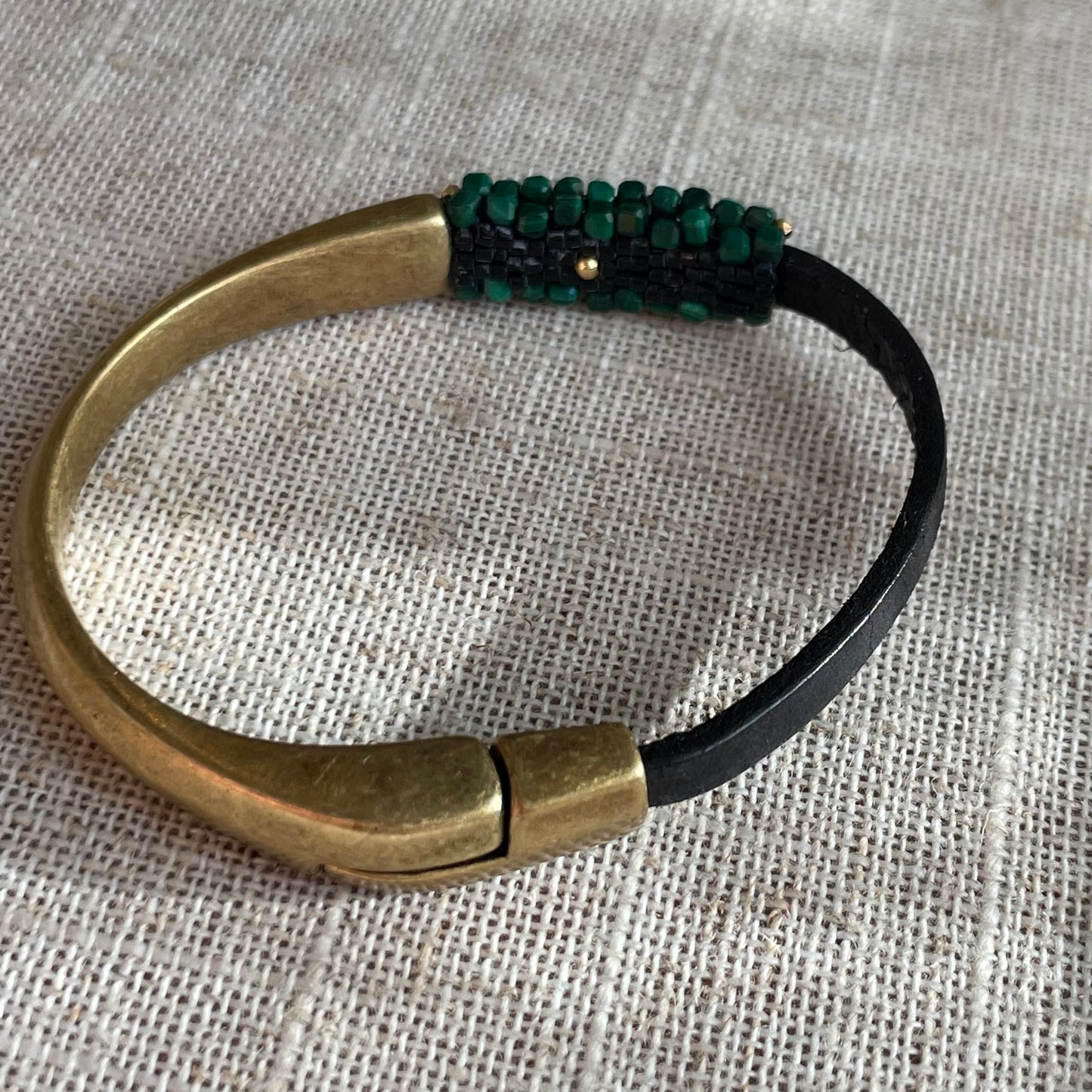 Malachite and Leather Bracelet