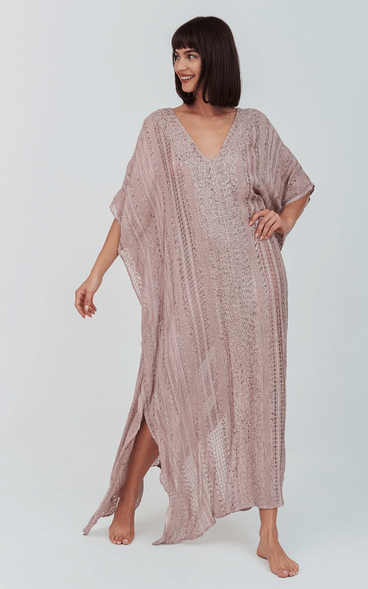 Metallic Weave Thobe: Mauve / Petite