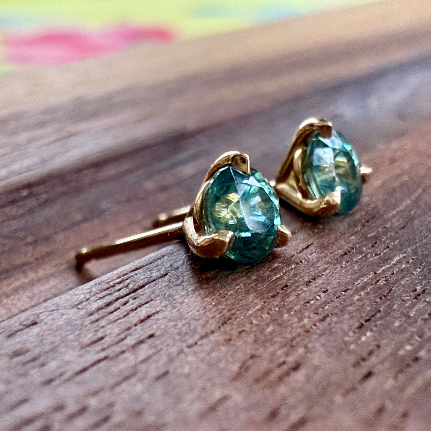 Teal Blue Zircon Studs