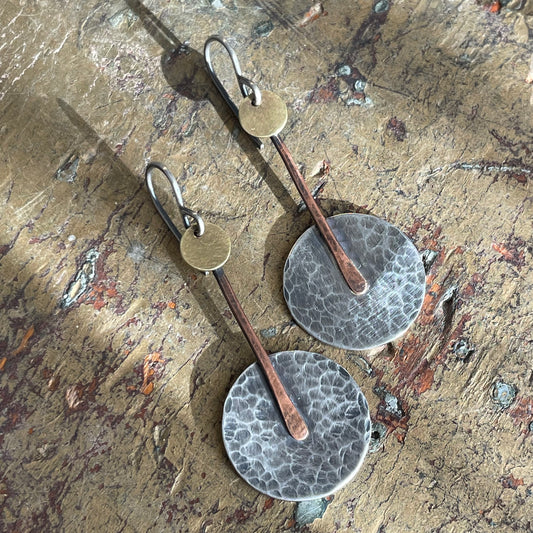 Mixed Metal Moondrop Earrings