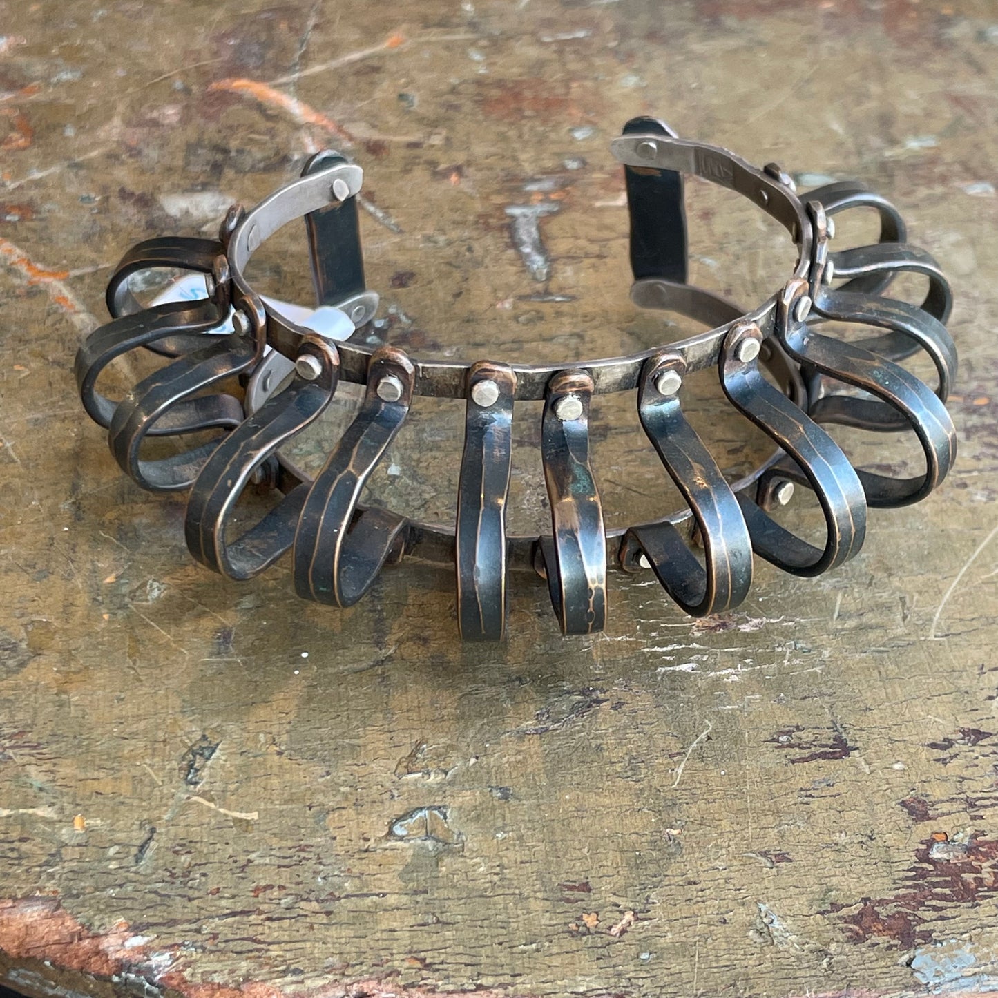 Sterling and Copper Forged Statement Bracelet