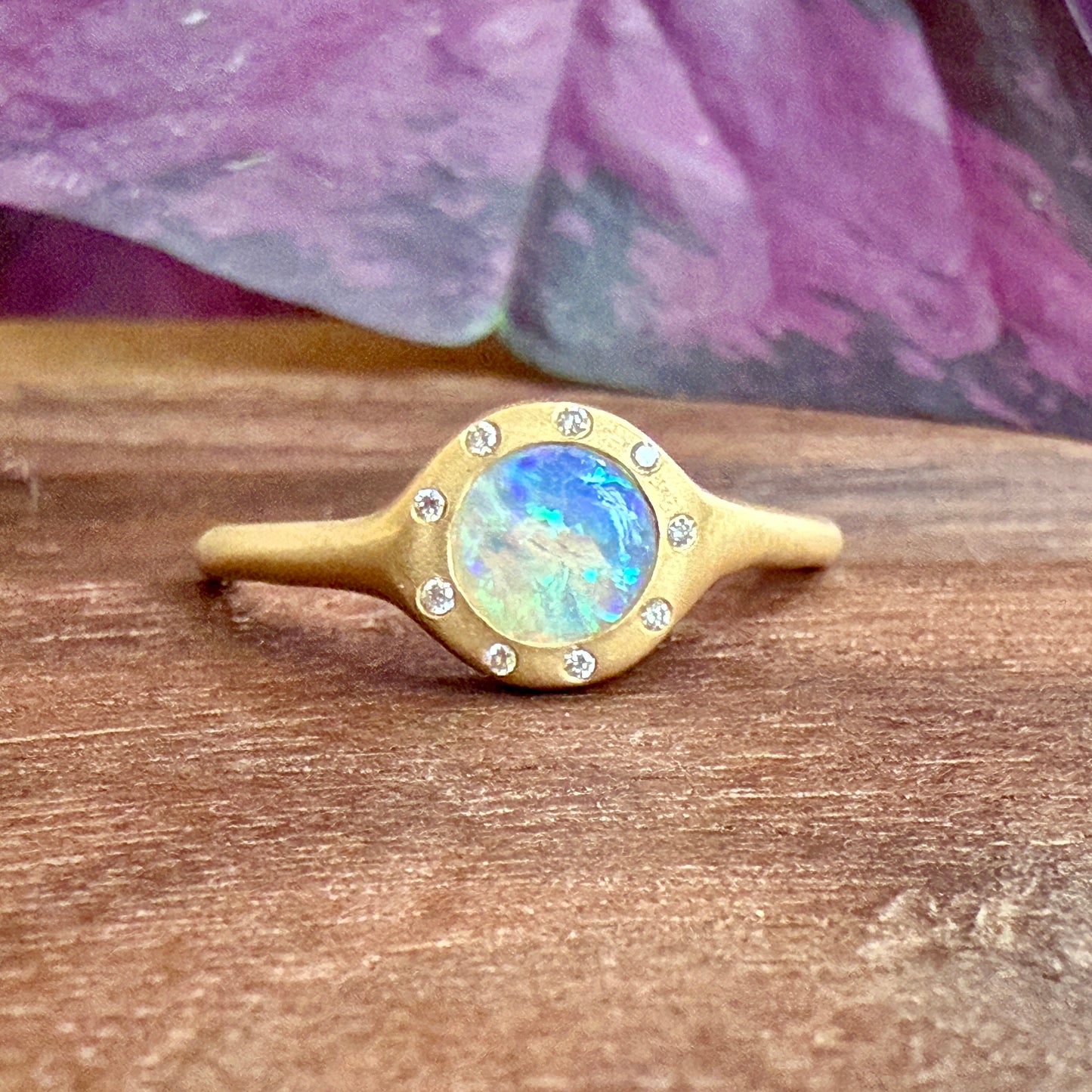 Australian Opal Orbit Halo Ring