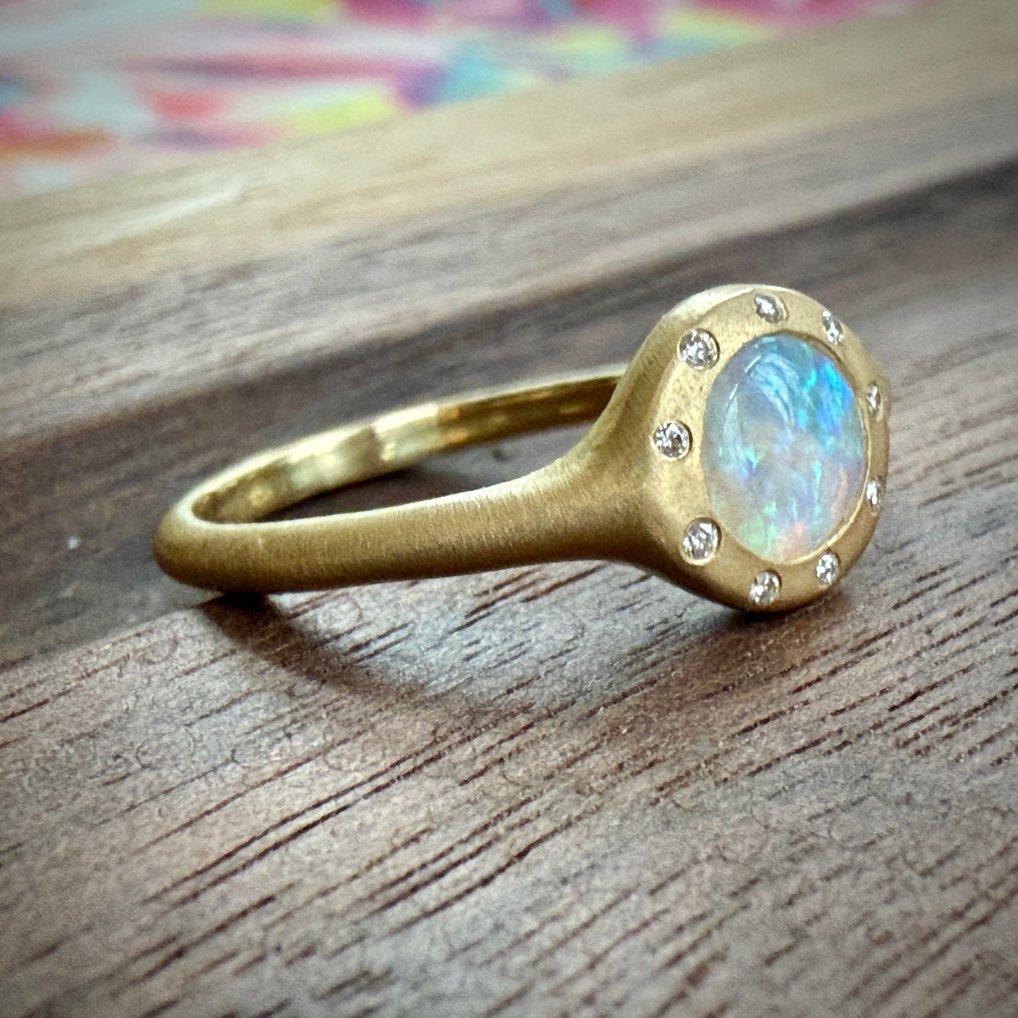 Australian Opal Orbit Halo Ring