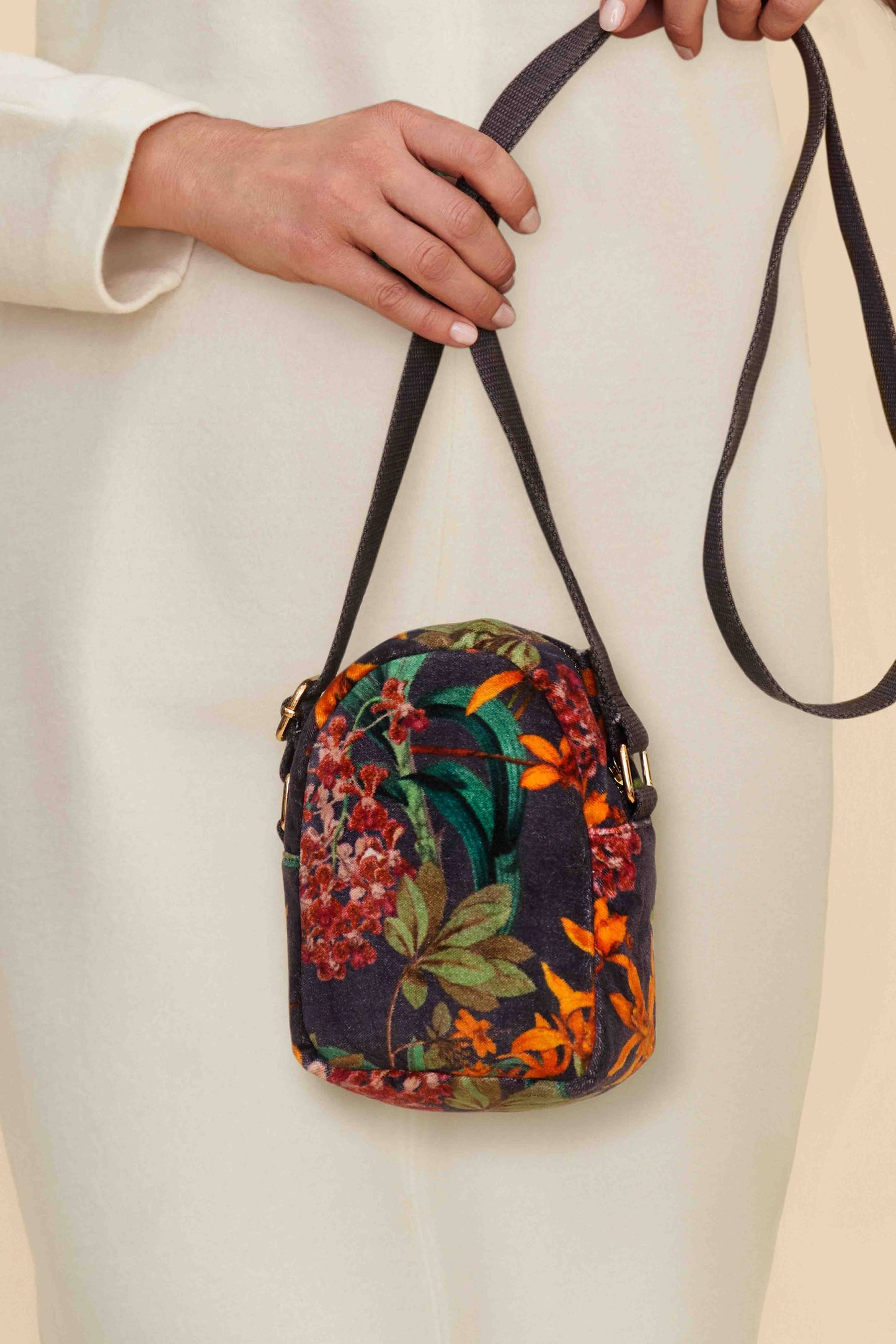 Velvet 'Out & About' Bag - Botany Bliss in Charcoal