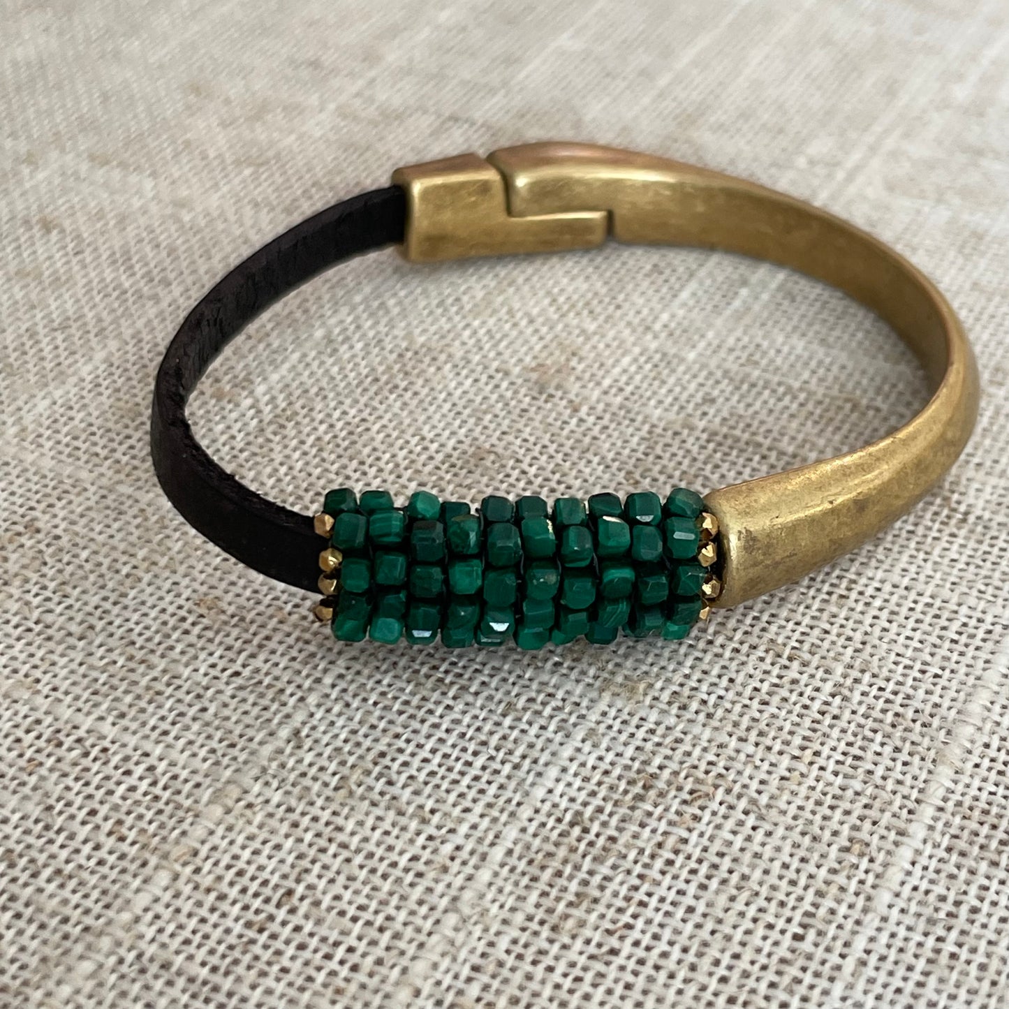 Malachite and Leather Bracelet