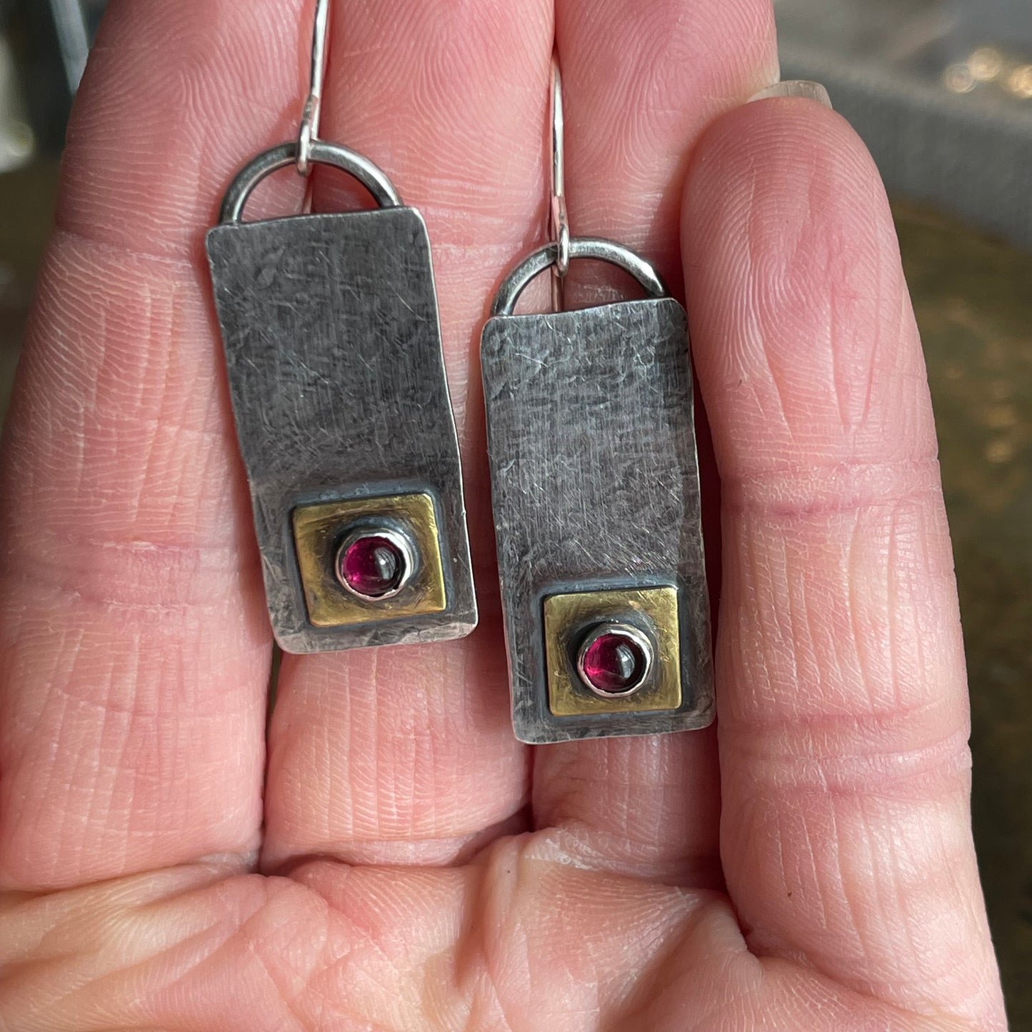 Garnet Rectangles Earrings