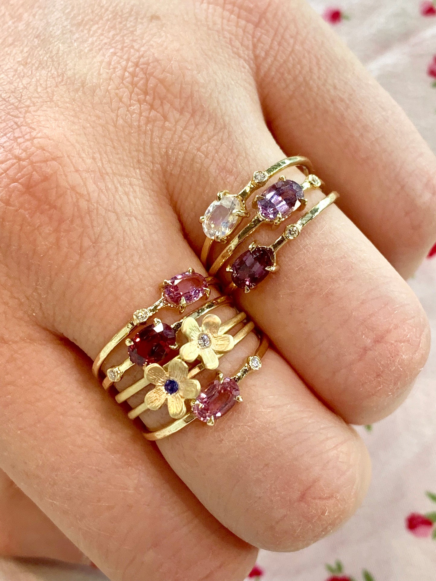 14K Spinel and Diamond “Wink” Rings