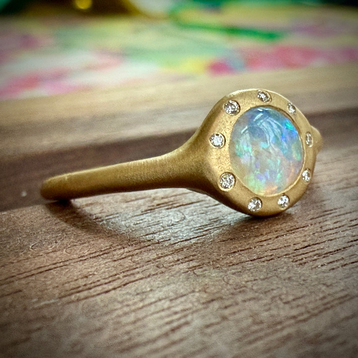 Australian Opal Orbit Halo Ring