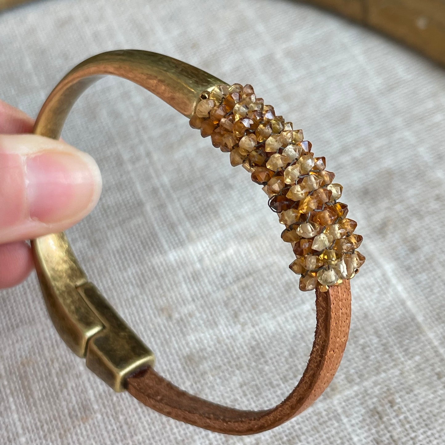 Citrine and leather Bracelet