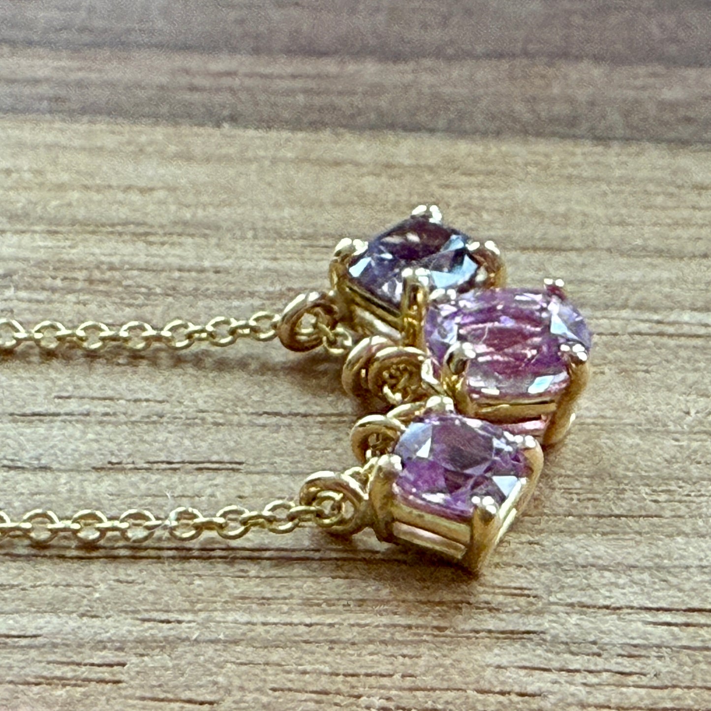 Hot Pink Sapphire Trio Pendant Necklace