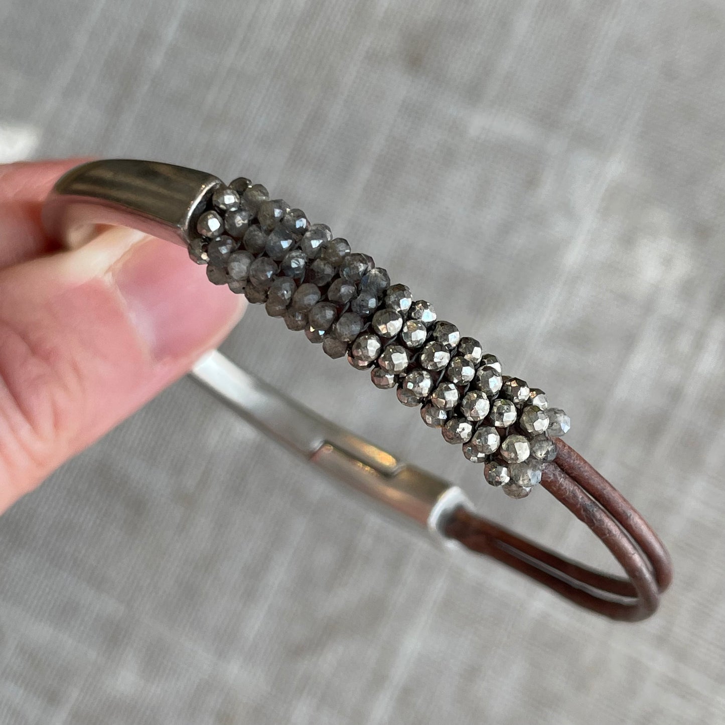 Labradorite and Pyrite Magnetic Bracelet