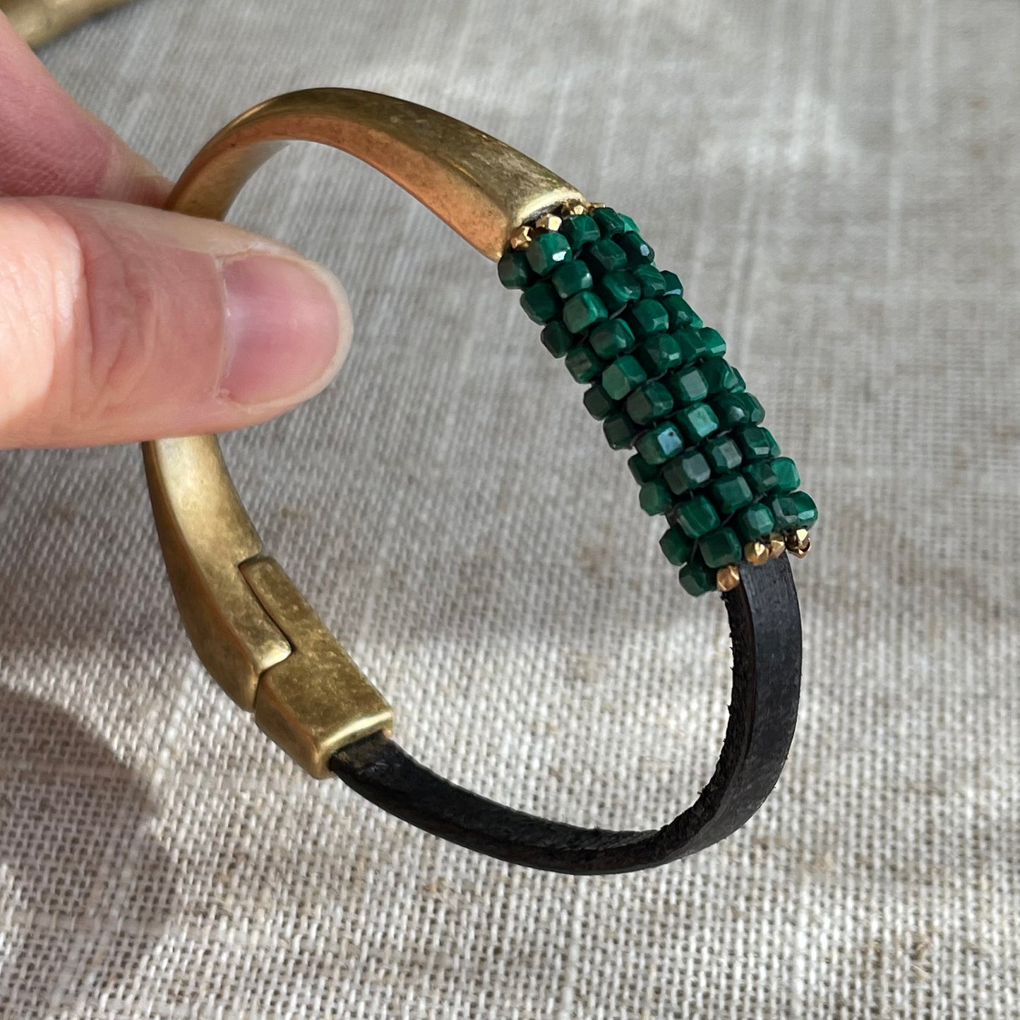 Malachite and Leather Bracelet