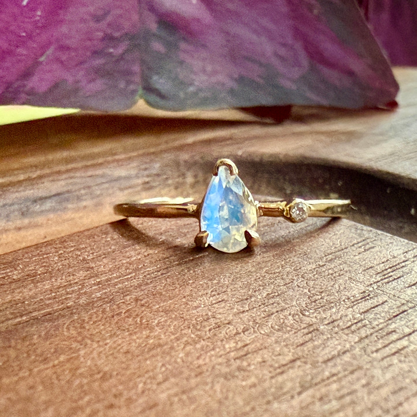 Pear Cut Moonstone Wink Ring