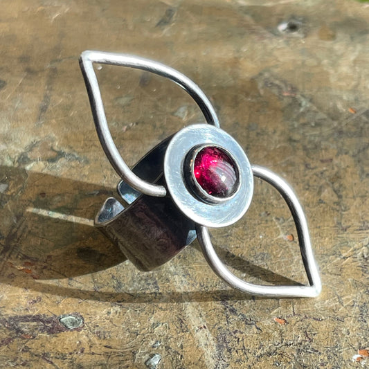 Big Petal Garnet Ring