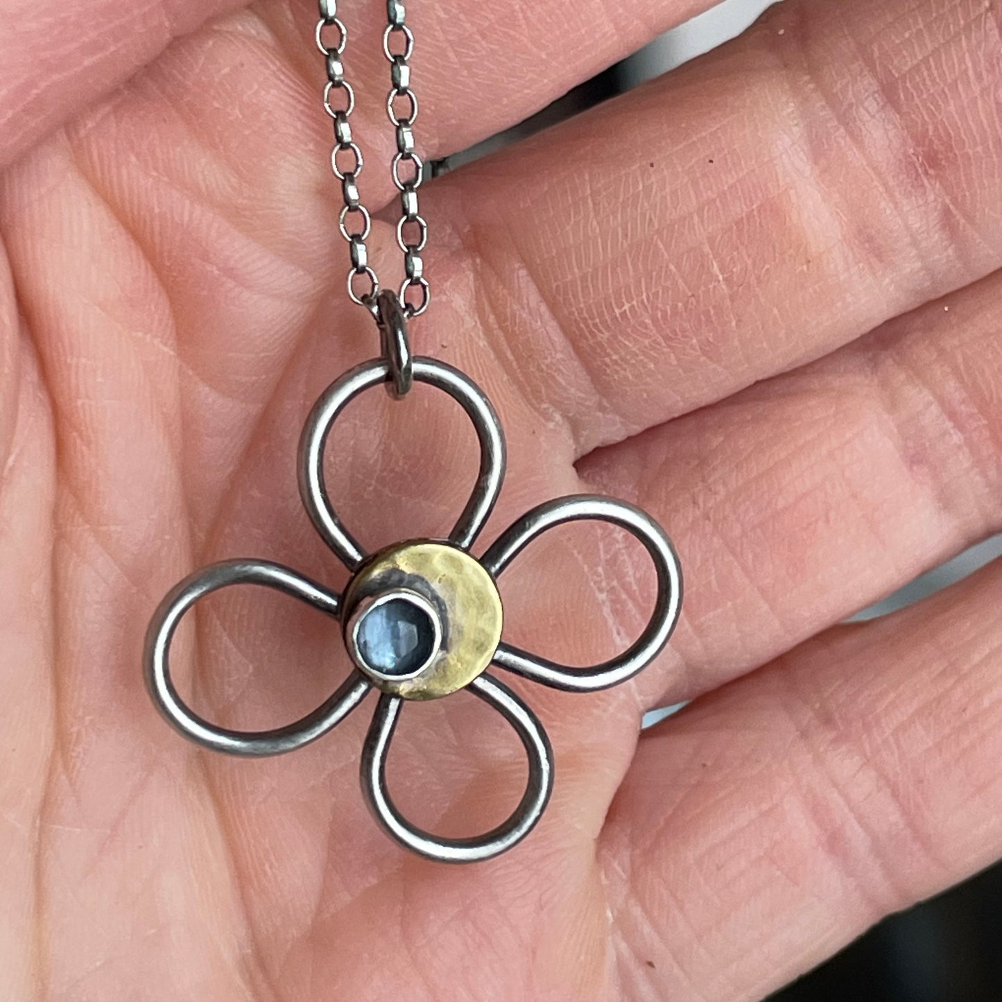 Kyanite Flower Pendant Necklace