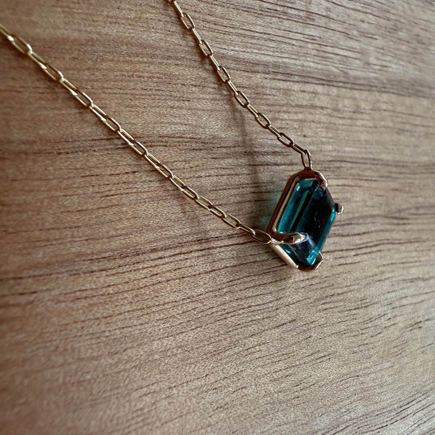 Chunky Tourmaline Cube Necklace