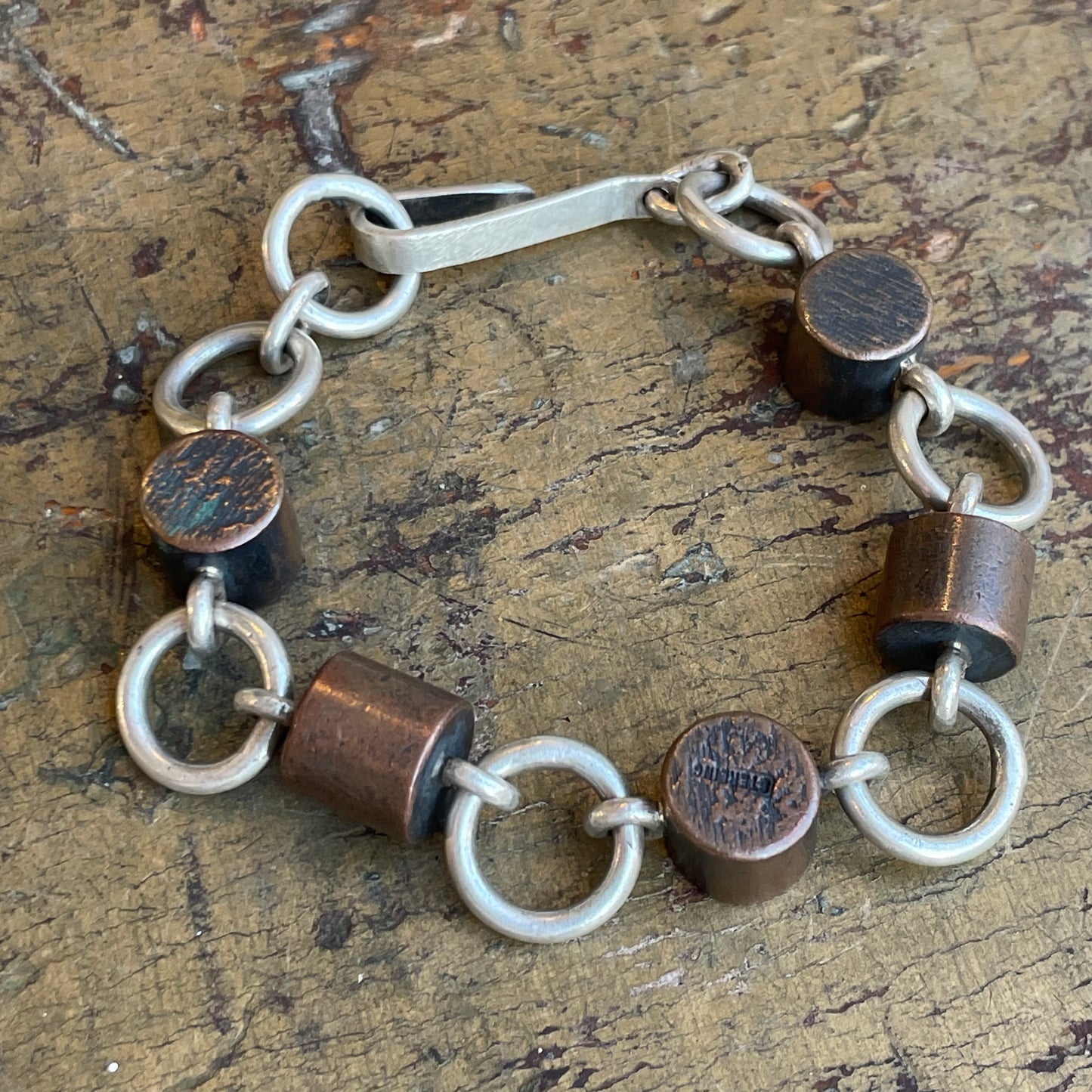 Sterling and Copper Plug Bracelet