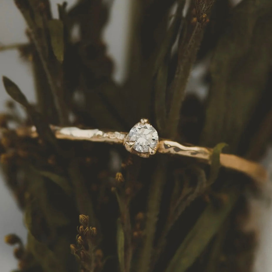 Salt and Pepper Dainty Diamond Ring