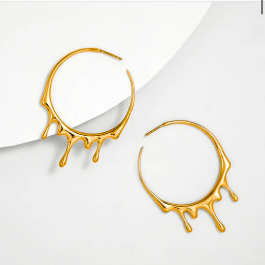 Dripping Circular Hoop Medium-Gold