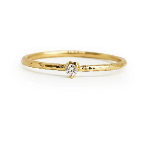 Solid Gold Dainty Diamond Ring