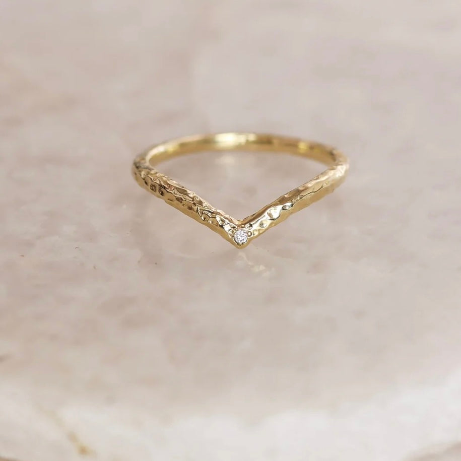 Solid Gold Chevron Diamond Ring