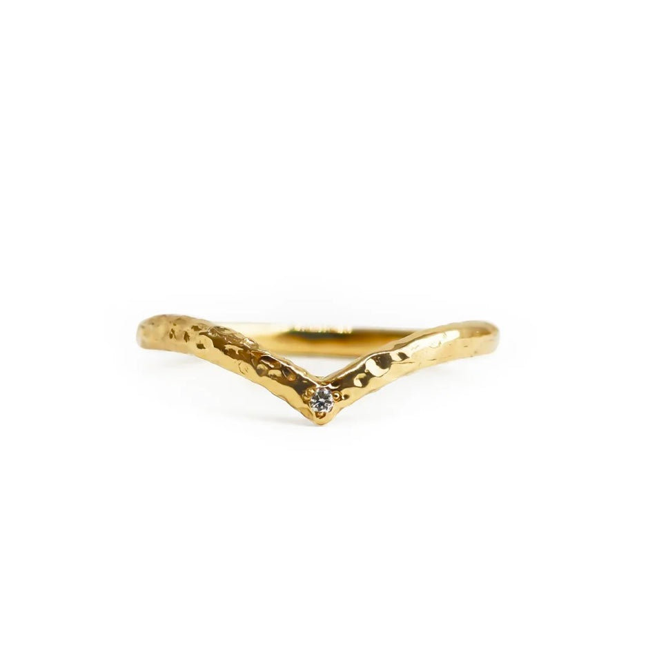 Solid Gold Chevron Diamond Ring