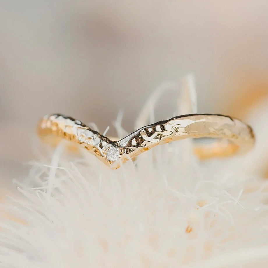 Solid Gold Chevron Diamond Ring