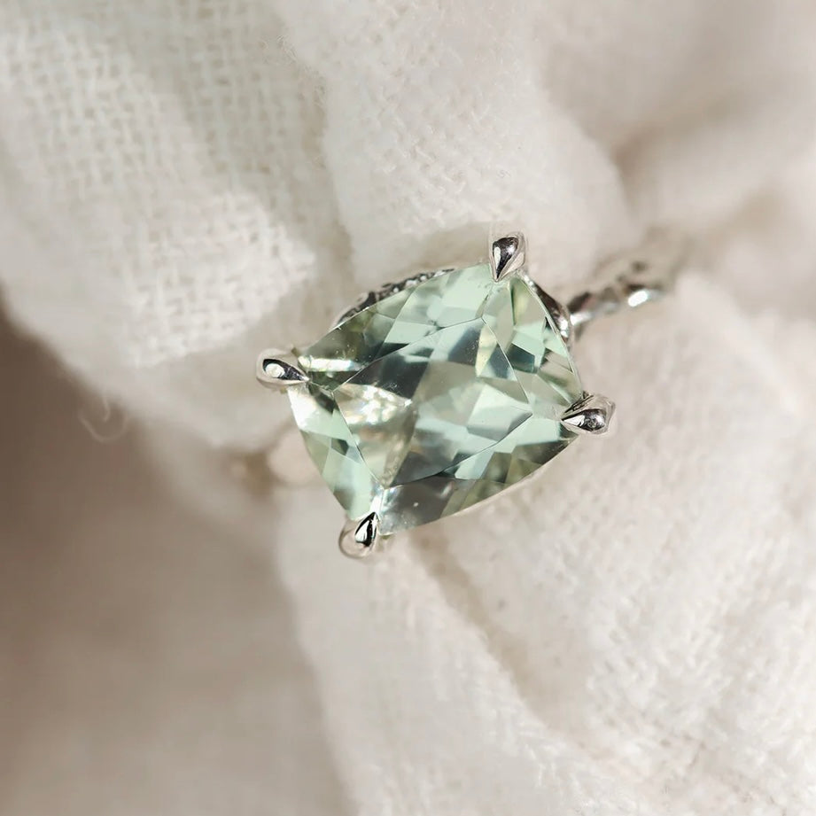 Sterling Silver Green Quartz Statement Ring