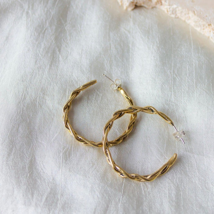 Braided Golden Hoops