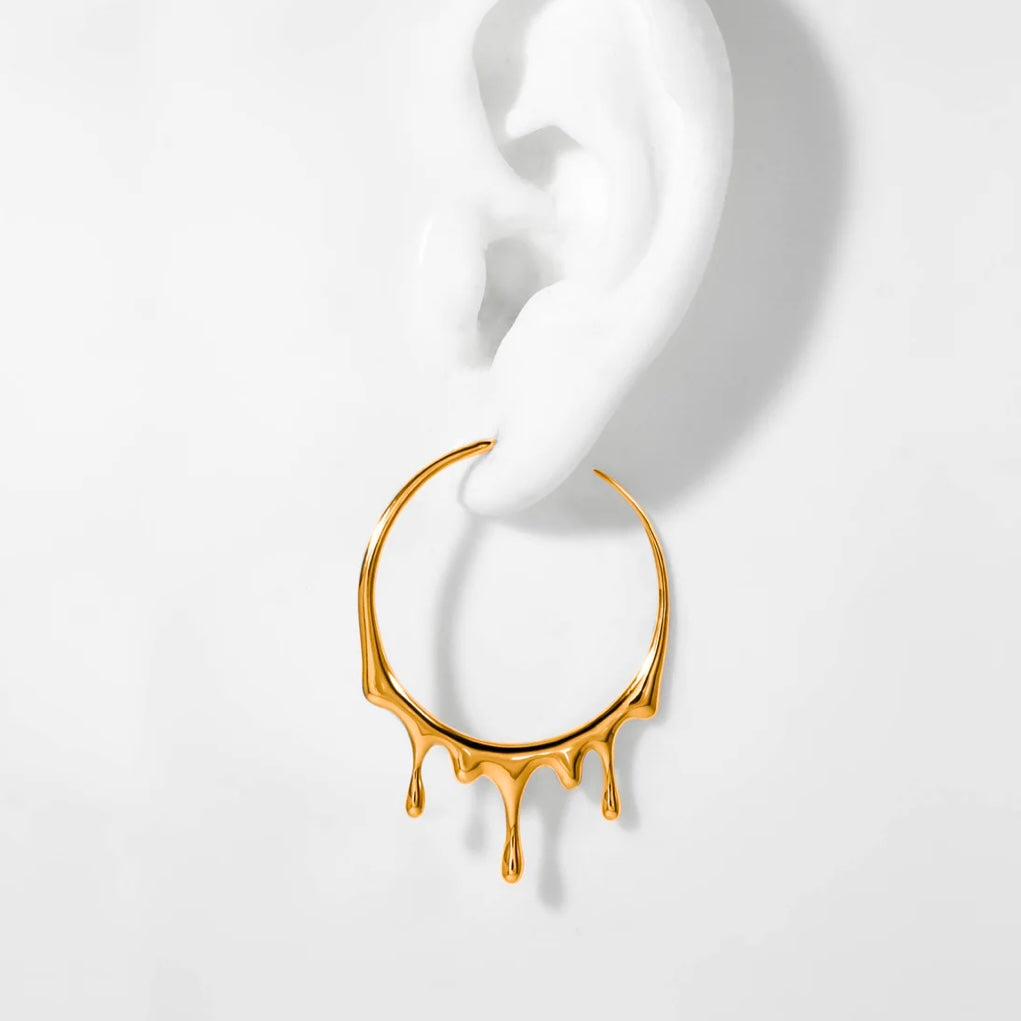 Dripping Circular Hoop Medium-Gold