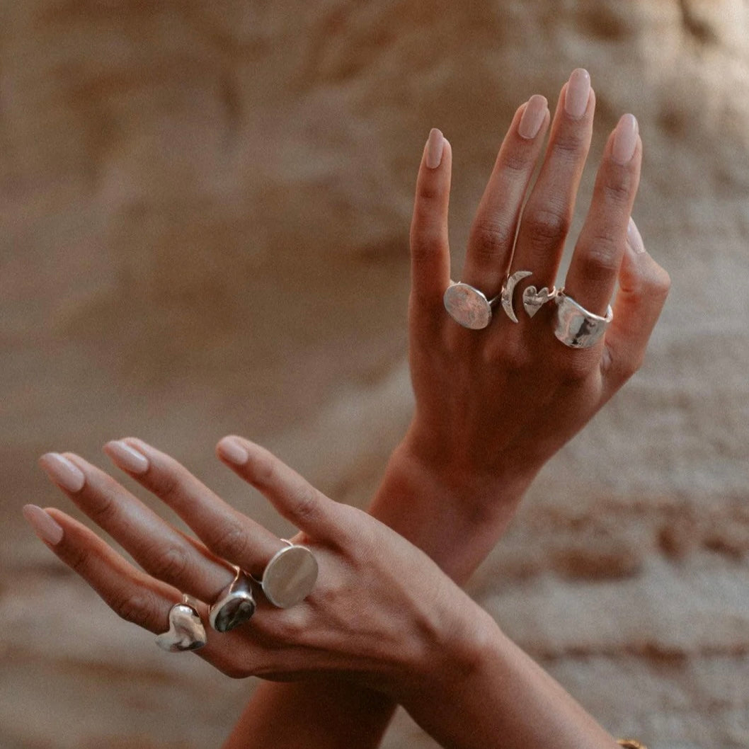 Artemis Moon and Heart Ring