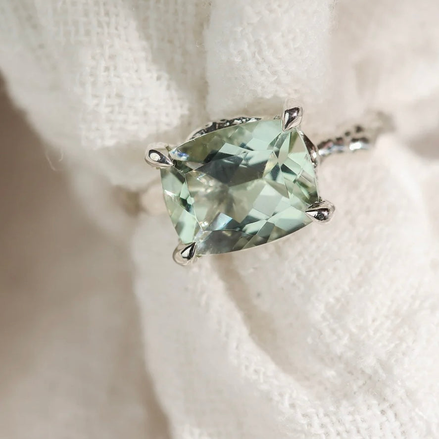 Sterling Silver Green Quartz Statement Ring