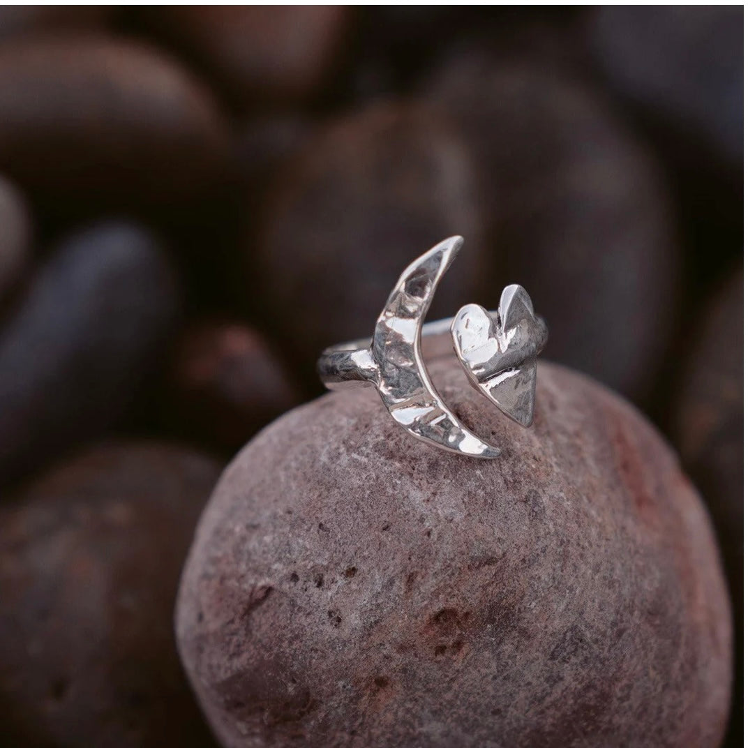 Artemis Moon and Heart Ring