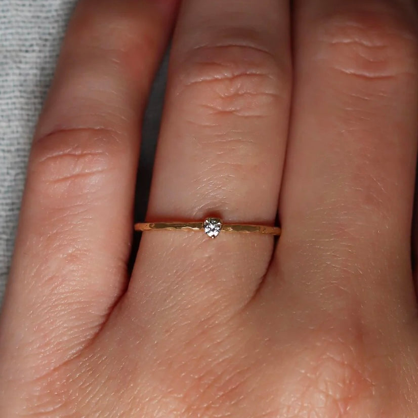 Solid Gold Dainty Diamond Ring