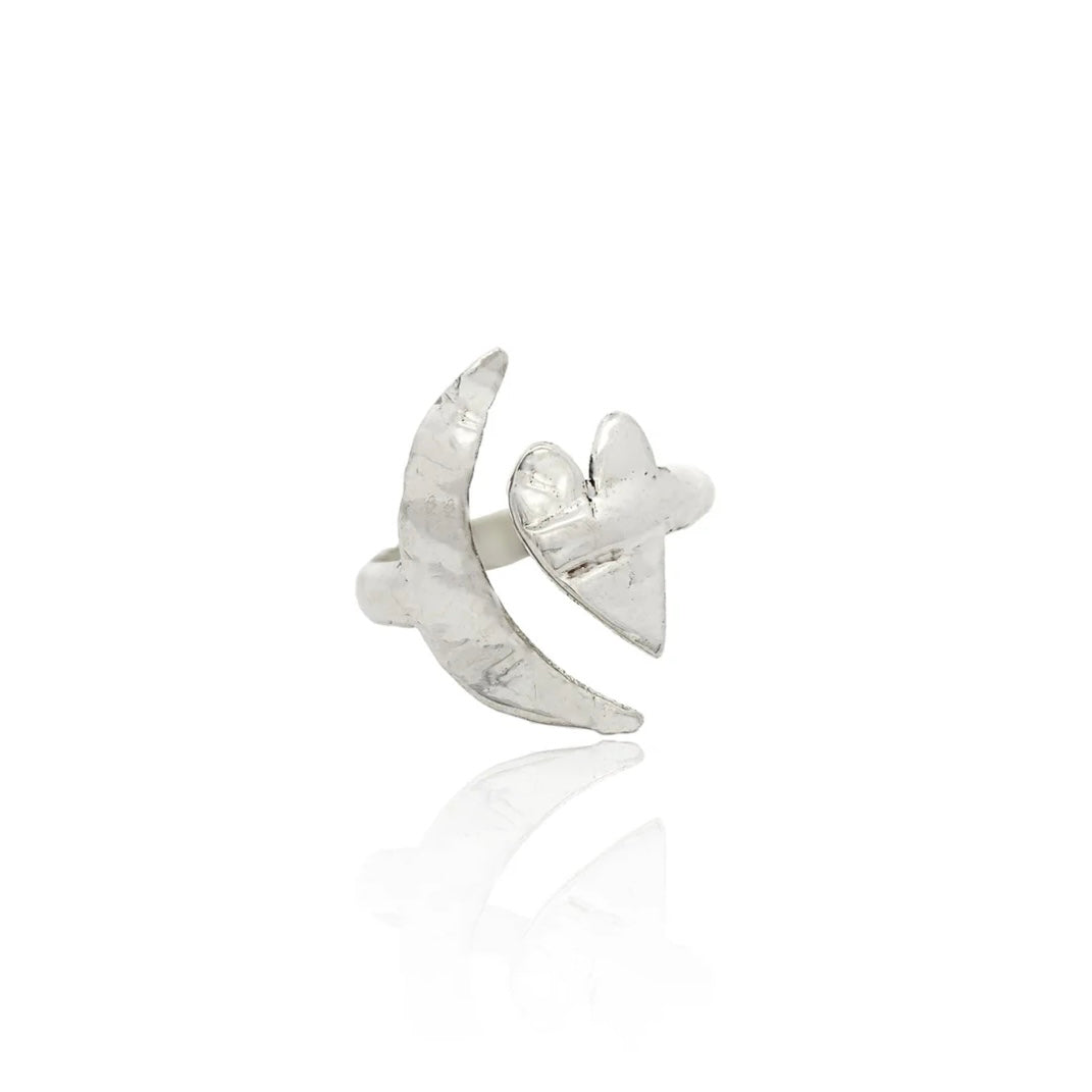 Artemis Moon and Heart Ring