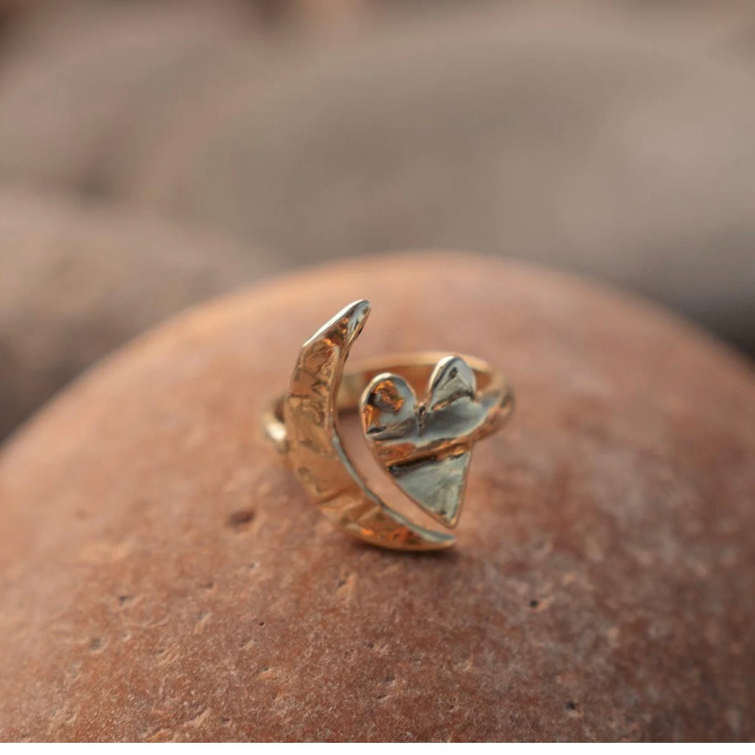 Artemis Moon and Heart Ring