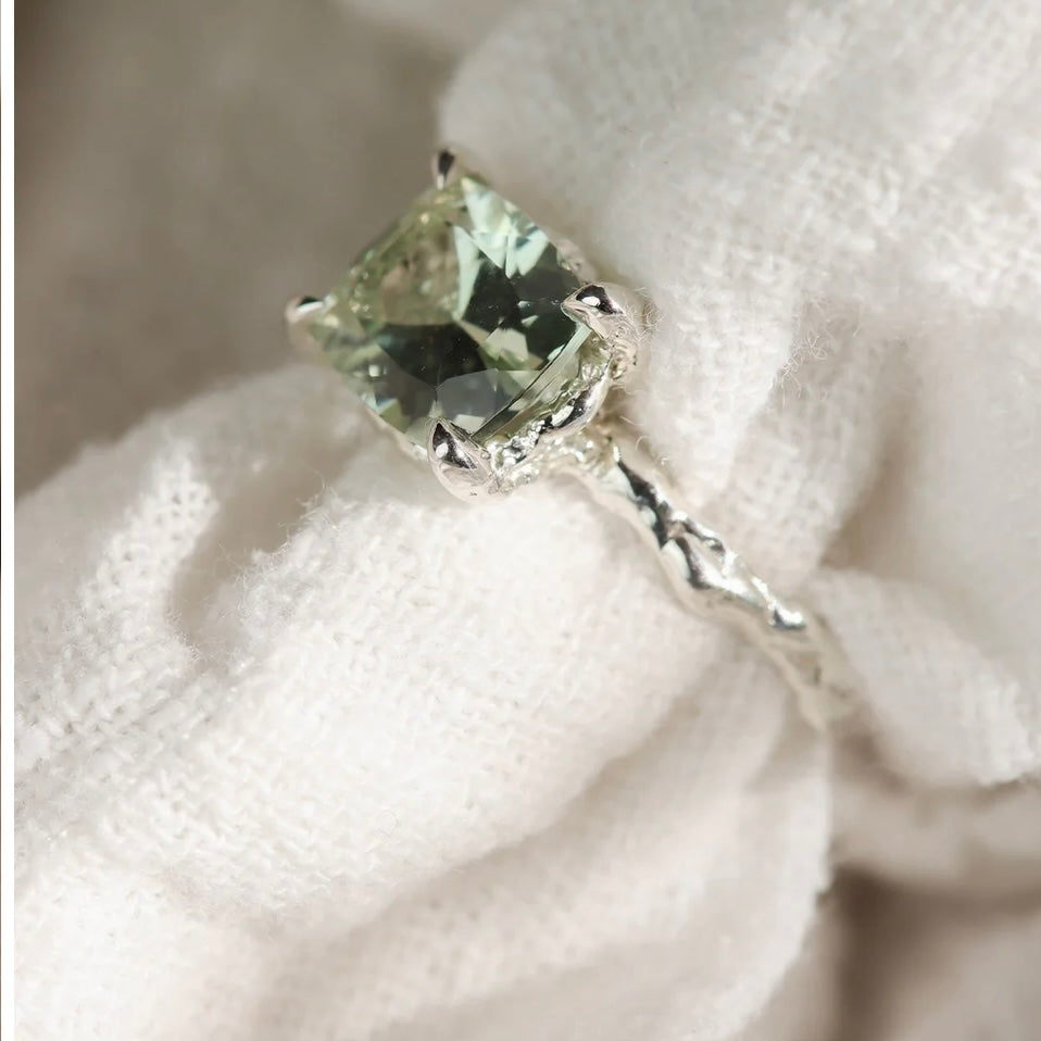 Sterling Silver Green Quartz Statement Ring