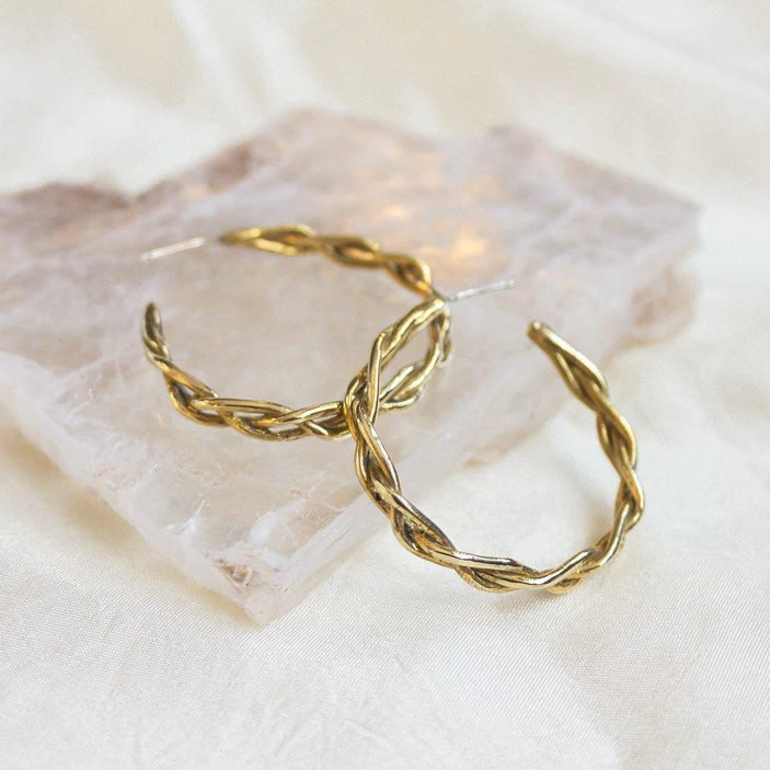 Braided Golden Hoops