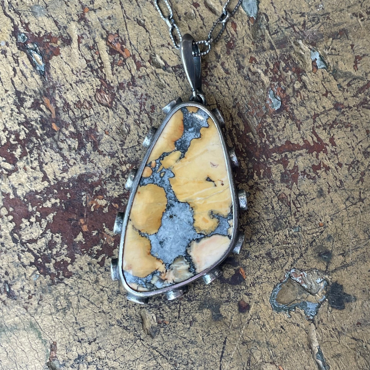 Maligano Jasper and Fire Opal Pendant Necklace