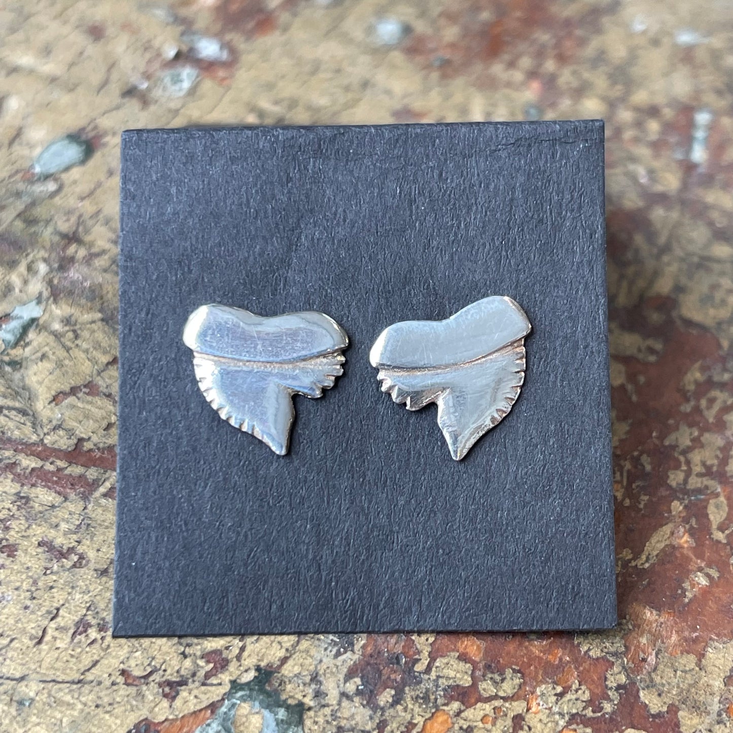 Silver Shark Tooth Studs
