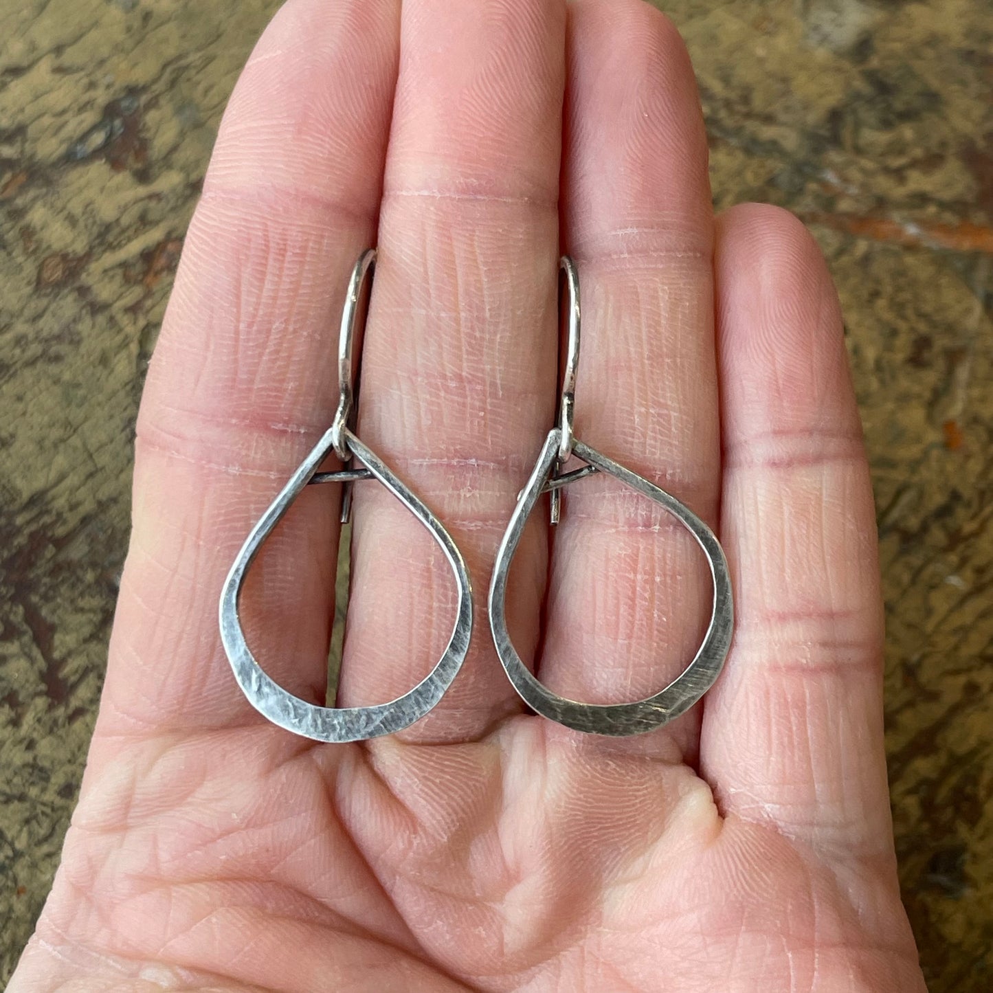 Sterling Pear Hoops